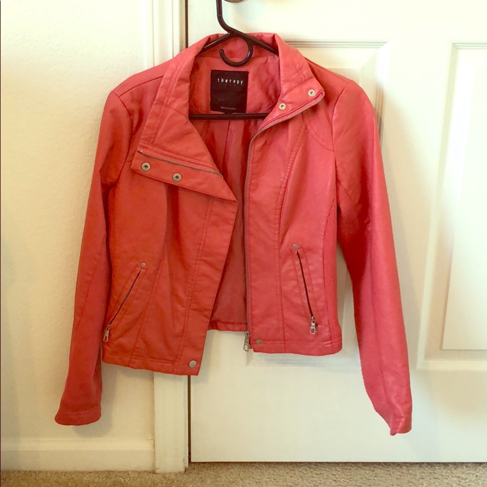 Faux Pink Leather Jacket